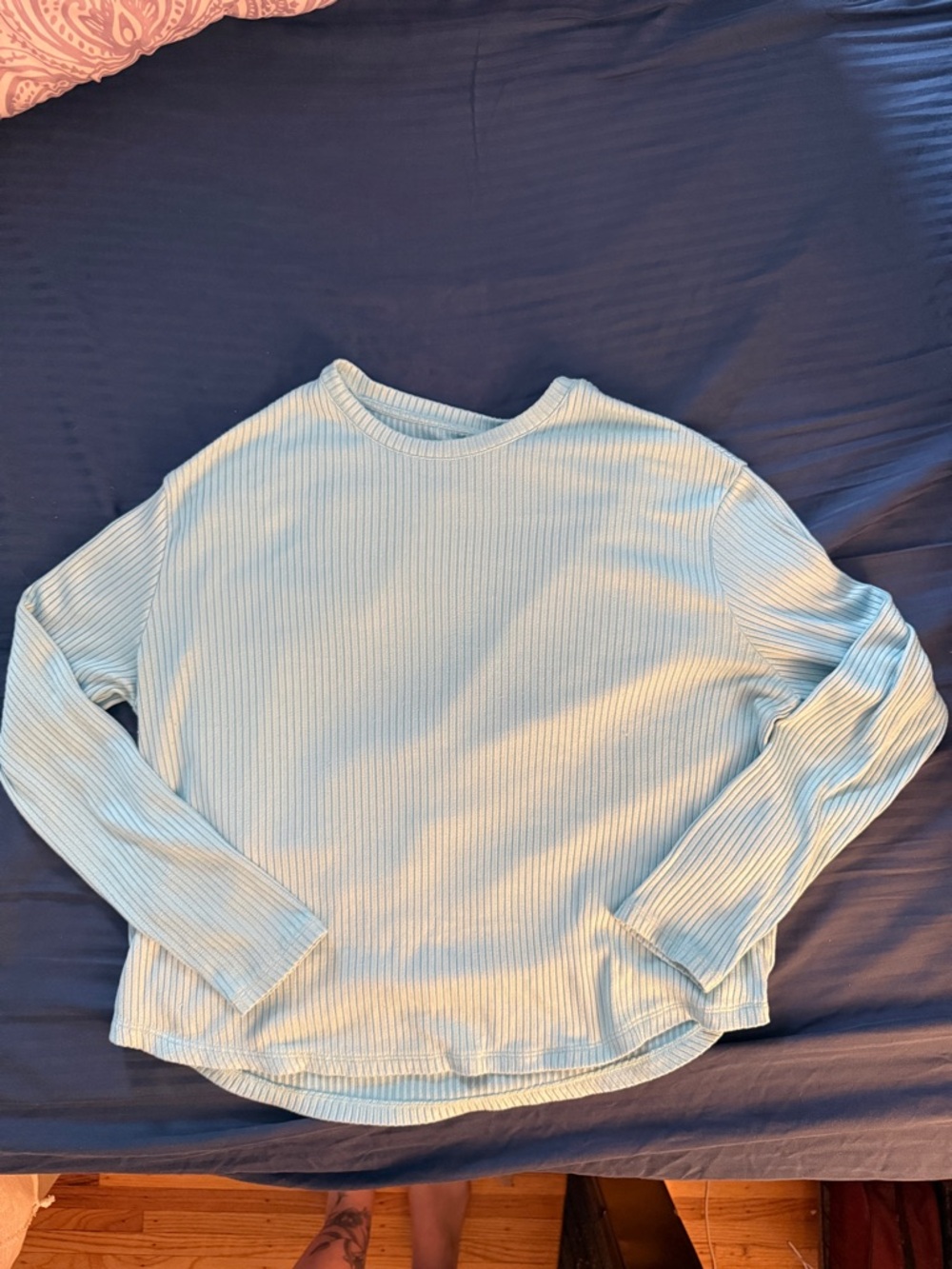 American Eagle Outfitters Pale Aqua Ribbed Knit Top